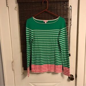 Lilly Pulitzer Maria Sweater Boatneck Everglades Stripe Pink/Green